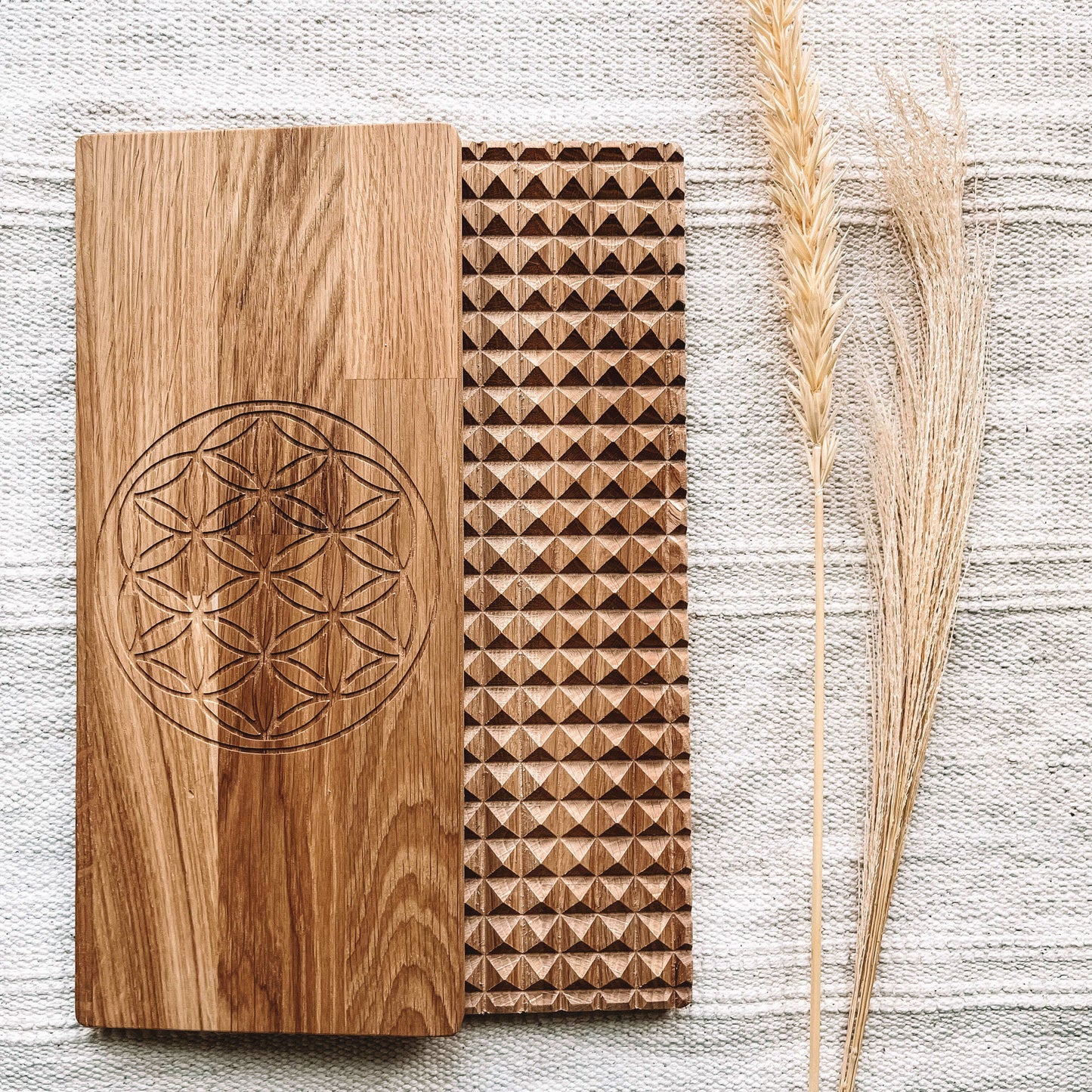 Eco-friendly oak wood used in crafting the Wooden Oak Acupressure Sadhu Board for sustainable wellness.